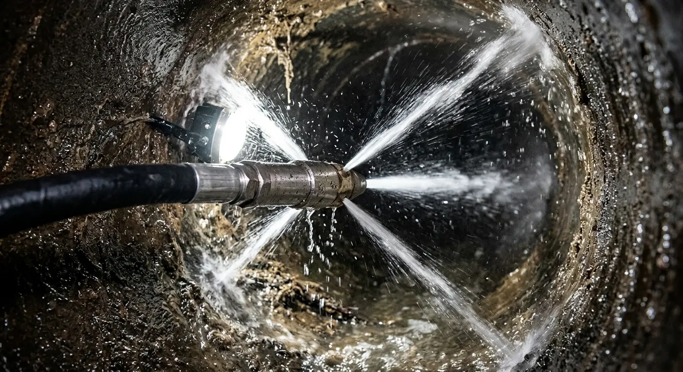 High-pressure hydro jetting nozzle cleaning sewer pipe for Sewer Cleanout in Union